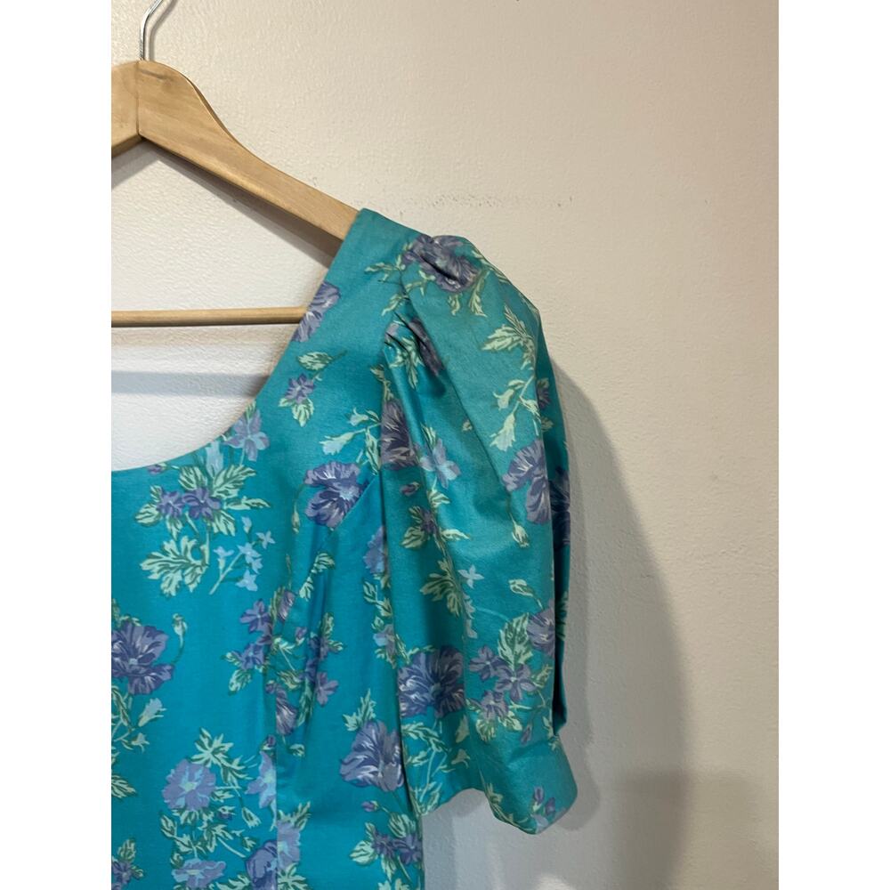 Laura Ashley Vintage 80s Cottagecore Puff Sleeve Prairie Midi Dress Size 10 - Picture 9 of 13